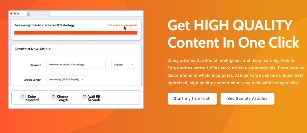 ArticleForge Undetectable AI Tools Landing Page