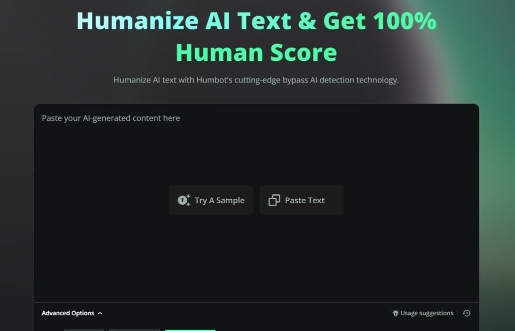 Humbot Undetectable AI Tools Landing Page